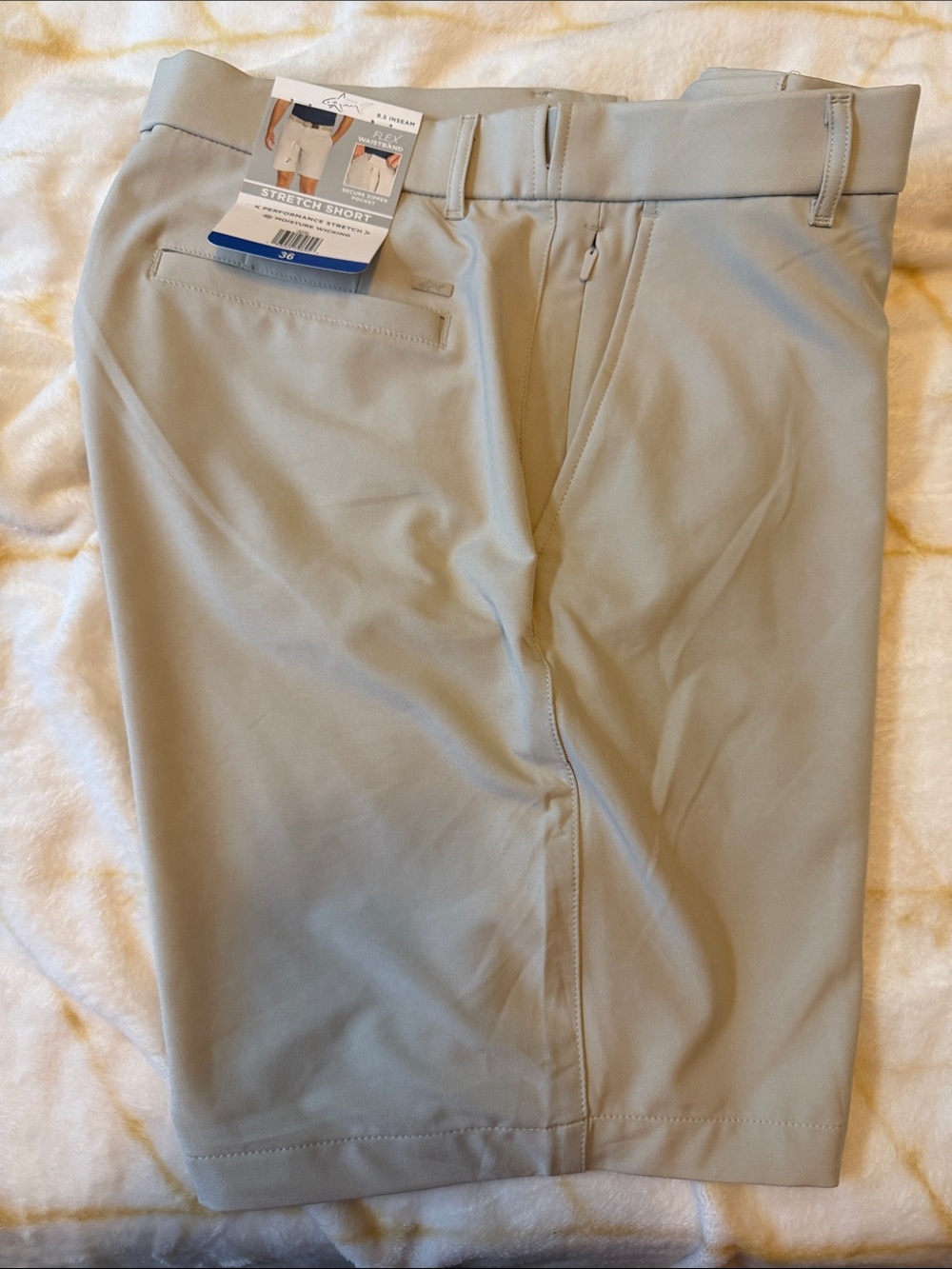 Greg Norman Collection Men's Flat Front Golf Shorts - Khaki